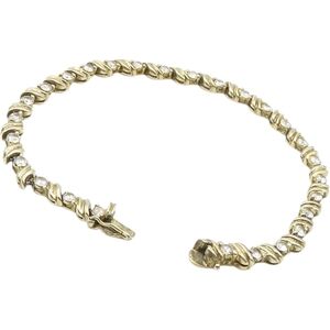 Signed Gold Over Sterling Silver 925 Vintage Ross Simon Women's Diamond Bracelet